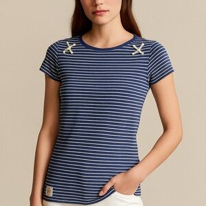 Ralph Lauren Navy Striped Short Sleeve Tee